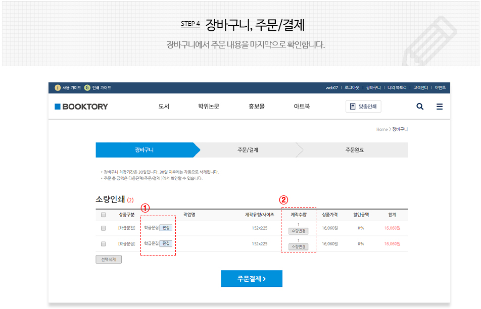 장바구니, 주문/결제